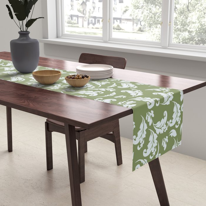 Elegant Epsom and Bit Of Blue Leaves Table Runner Gallery Image 2