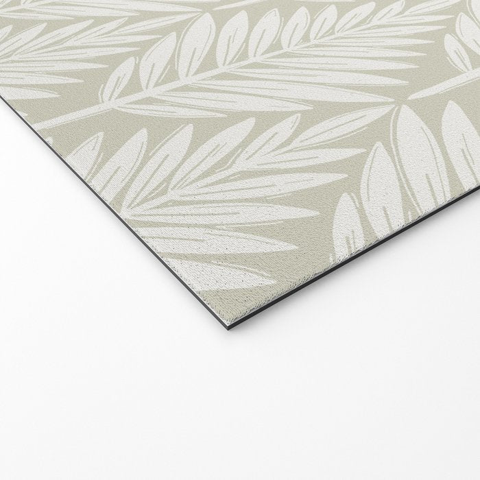 Linocut Palm Leaves . Neutral Welcome Mat Gallery Image 2