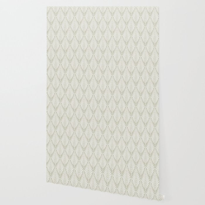Linocut Palm Leaves . Neutral Wallpaper Gallery Image 2