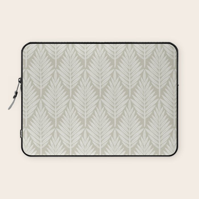 Linocut Palm Leaves . Neutral Laptop Sleeve Gallery Image 1