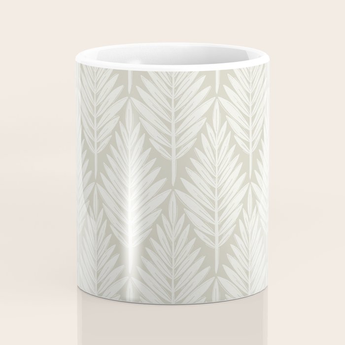 Linocut Palm Leaves . Neutral Coffee Mug Gallery Image 4