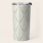 Linocut Palm Leaves . Neutral Travel Mug Gallery Image 2