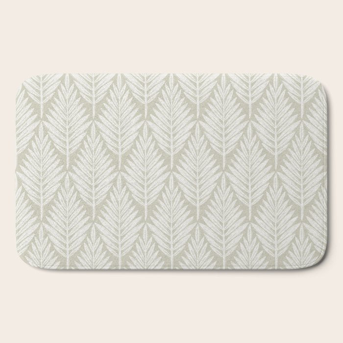 Linocut Palm Leaves . Neutral Bath Mat Gallery Image 2