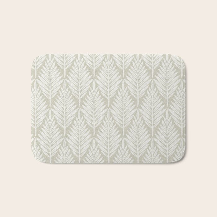 Linocut Palm Leaves . Neutral Bath Mat Gallery Image 1