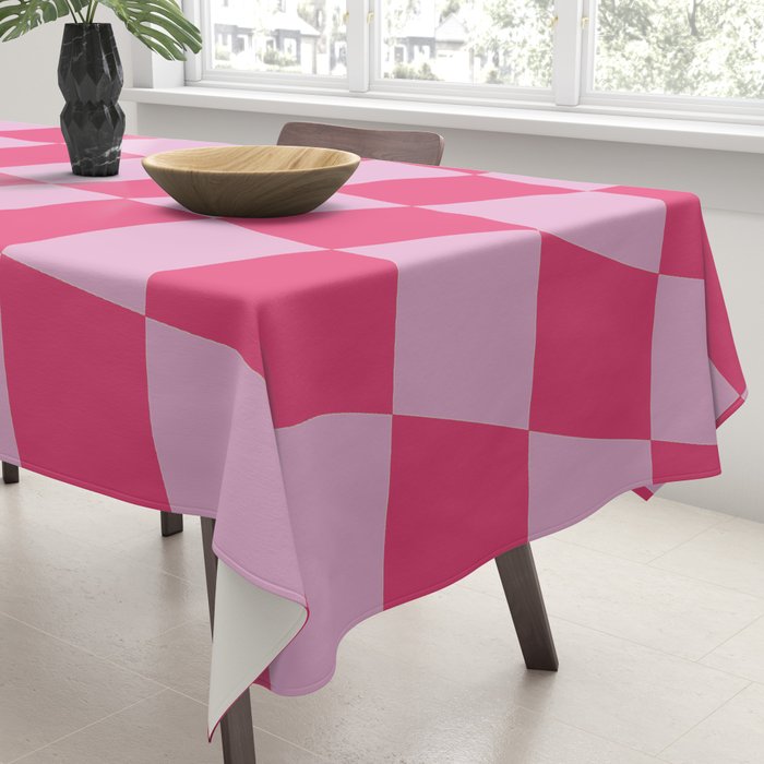 Hot Pink Wavy Checkered Pattern Tablecloth Gallery Image 3