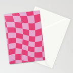 Hot Pink Wavy Checkered Pattern Stationery Card Gallery Image 2