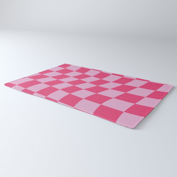 Hot Pink Wavy Checkered Pattern Rug Gallery Image 3