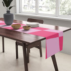 Hot Pink Wavy Checkered Pattern Table Runner Gallery Image 2