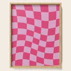 Hot Pink Wavy Checkered Pattern Serving Tray Gallery Image 1