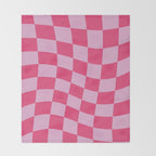 Hot Pink Wavy Checkered Pattern Throw Blanket Gallery Image 2
