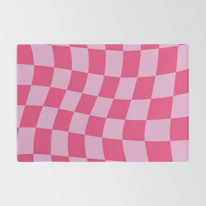 Hot Pink Wavy Checkered Pattern Rug Gallery Image 2