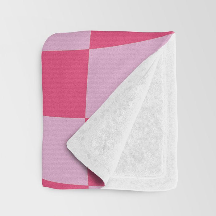 Hot Pink Wavy Checkered Pattern Throw Blanket Gallery Image 3