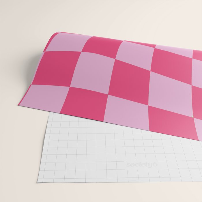 Hot Pink Wavy Checkered Pattern Wrapping Paper Gallery Image 2