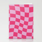 Hot Pink Wavy Checkered Pattern Stationery Card Gallery Image 2