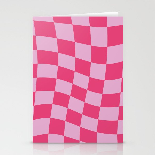 Hot Pink Wavy Checkered Pattern Stationery Card Gallery Image 2