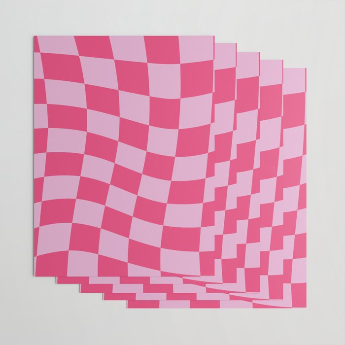 Hot Pink Wavy Checkered Pattern Wrapping Paper Gallery Image 3