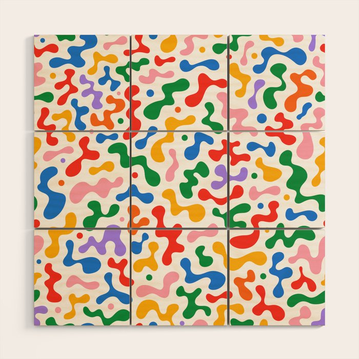 Abstract colorful organic liquid shape pattern Wood Wall Art Gallery Image 1