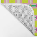 Vibrant Square Grid Pattern  Neon Lime and Pink  Bath Mat Gallery Image 2