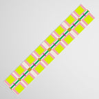 Vibrant Square Grid Pattern  Neon Lime and Pink  Table Runner Gallery Image 3