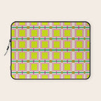 Vibrant Square Grid Pattern  Neon Lime and Pink  Laptop Sleeve Gallery Image 1