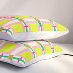 Vibrant Square Grid Pattern  Neon Lime and Pink  Pillow Sham Gallery Image 3