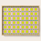 Vibrant Square Grid Pattern  Neon Lime and Pink  Serving Tray Gallery Image 1