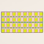 Vibrant Square Grid Pattern  Neon Lime and Pink  Desk Mat Gallery Image 3