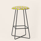Vibrant Square Grid Pattern  Neon Lime and Pink  Stool Gallery Image 1