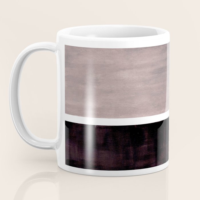 Mid Century Modern Minimalist Art Colorblock Rothko Inspired Squares Grey and Black Simple Abstract Coffee Mug Gallery Image 3