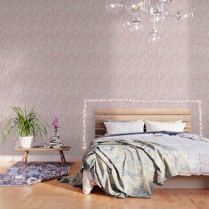 Tiger Stripes In Pink and Cream Wallpaper Gallery Image 1
