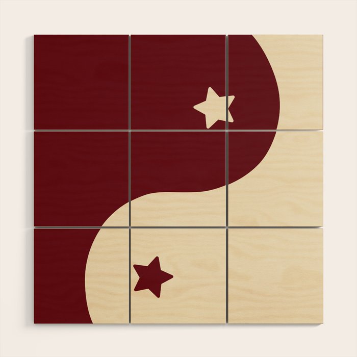 Smoke Cherry Yin Yang Stars Wood Wall Art Gallery Image 1