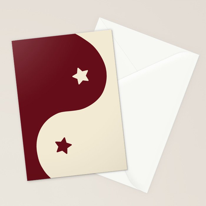 Smoke Cherry Yin Yang Stars Stationery Card Gallery Image 2