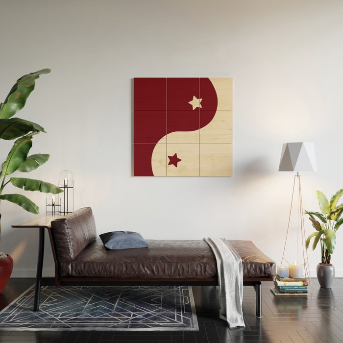 Smoke Cherry Yin Yang Stars Wood Wall Art Gallery Image 2