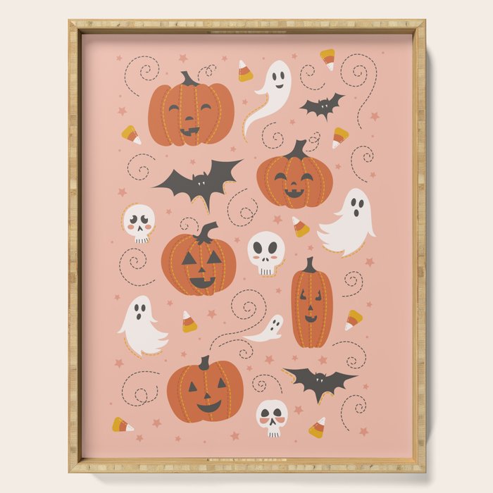 Pumpkin Party on Blush Pink Serving Tray Gallery Image 1