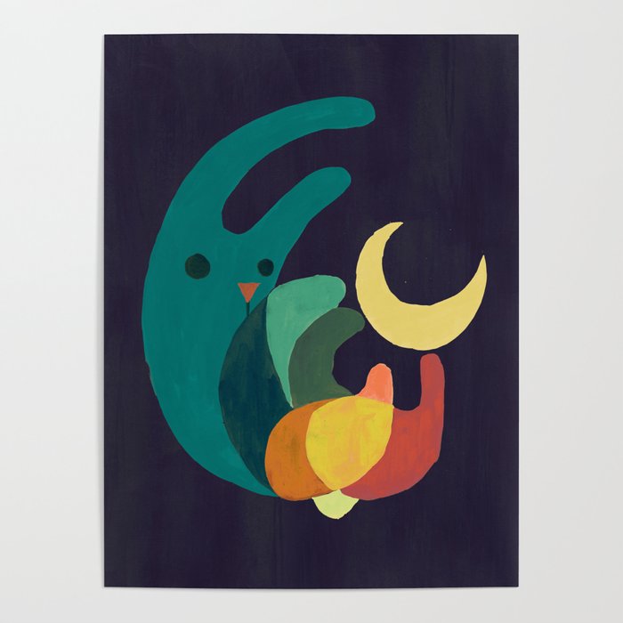 Rabbit and crescent moon Poster Gallery Image 4