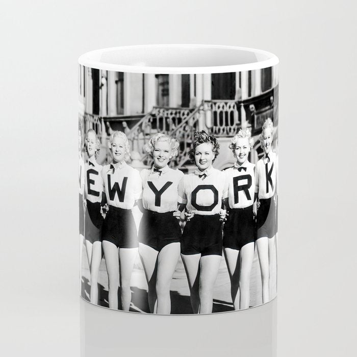 New York Chorus Girls, Black and White Vintage Art Coffee Mug Gallery Image 4