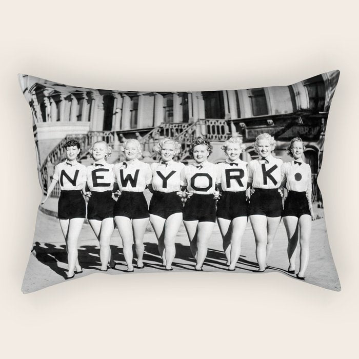 New York Chorus Girls, Black and White Vintage Art Rectangular Pillow Gallery Image 2