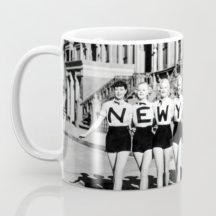 New York Chorus Girls, Black and White Vintage Art Coffee Mug Gallery Image 3