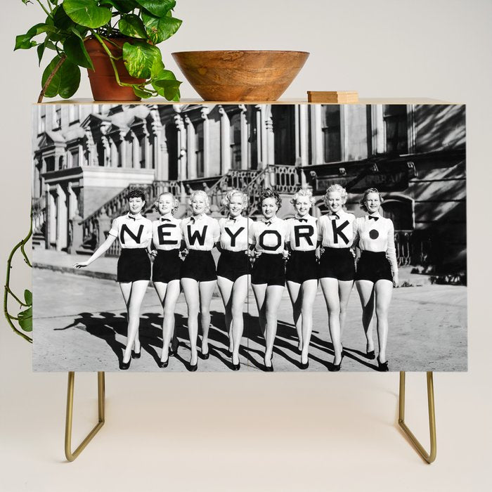 New York Chorus Girls, Black and White Vintage Art Credenza Gallery Image 1