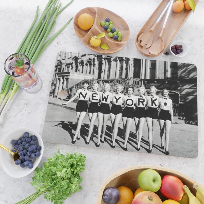 New York Chorus Girls, Black and White Vintage Art Cutting Board Gallery Image 2