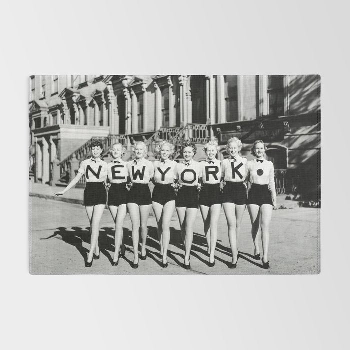 New York Chorus Girls, Black and White Vintage Art Rug Gallery Image 2