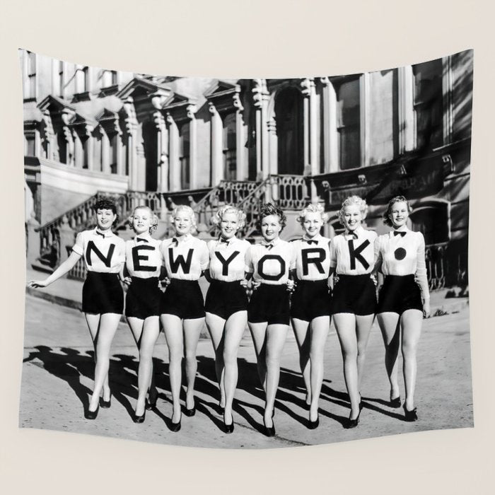 New York Chorus Girls, Black and White Vintage Art Wall Tapestry Gallery Image 4