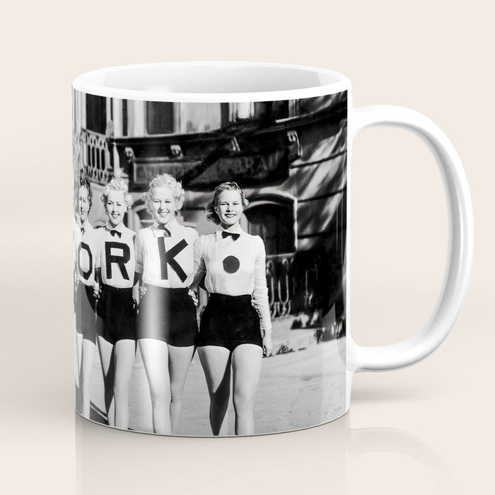 New York Chorus Girls, Black and White Vintage Art Coffee Mug Gallery Image 1