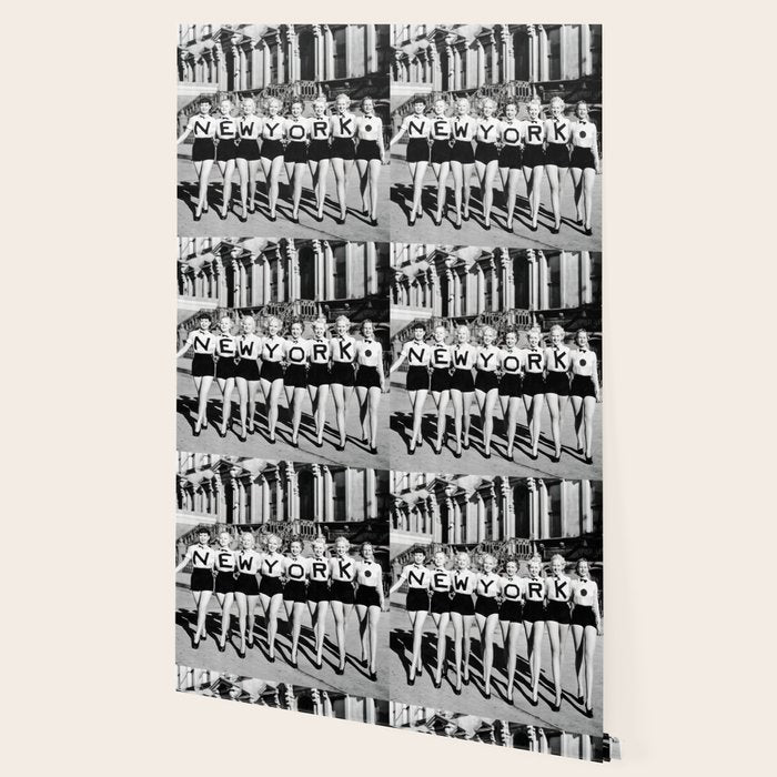 New York Chorus Girls, Black and White Vintage Art Wallpaper Gallery Image 2