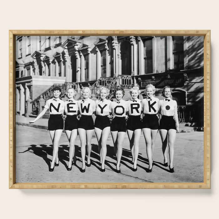 New York Chorus Girls, Black and White Vintage Art Serving Tray Gallery Image 1