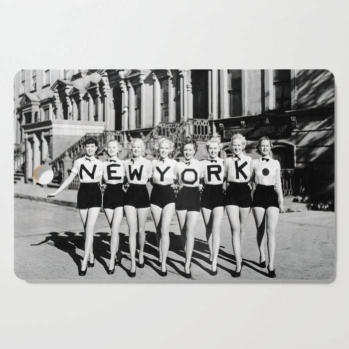 New York Chorus Girls, Black and White Vintage Art Cutting Board Gallery Image 1