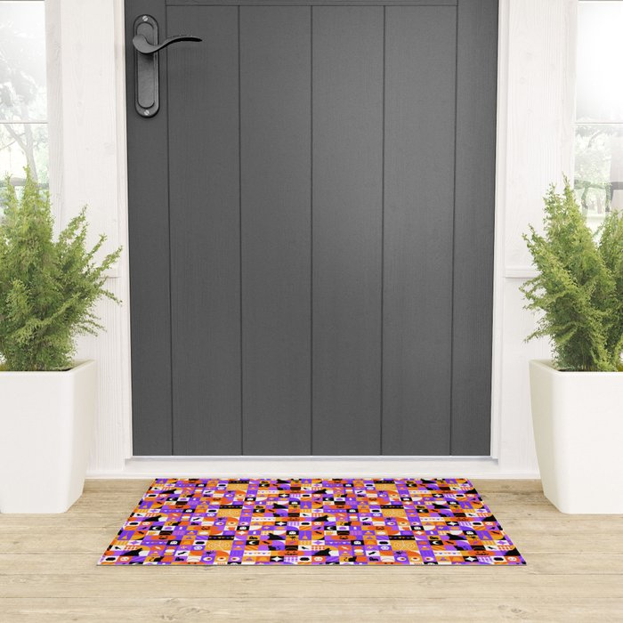 Geometric halloween mosaic pattern Welcome Mat Gallery Image 3
