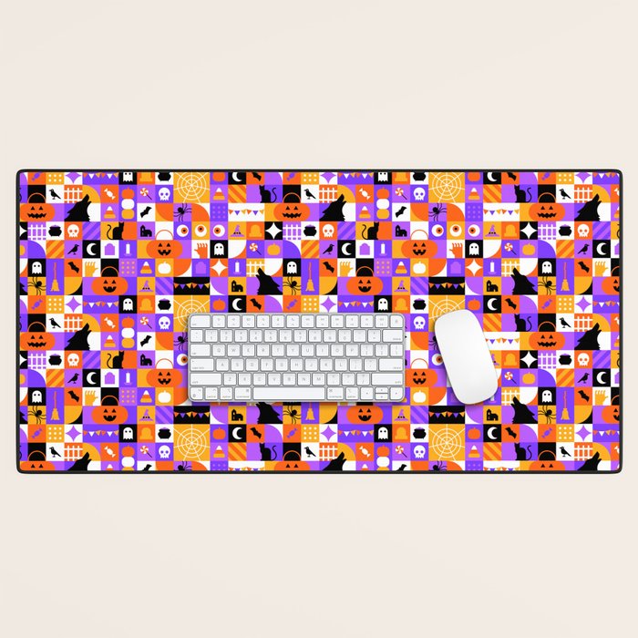 Geometric halloween mosaic pattern Desk Mat Gallery Image 1