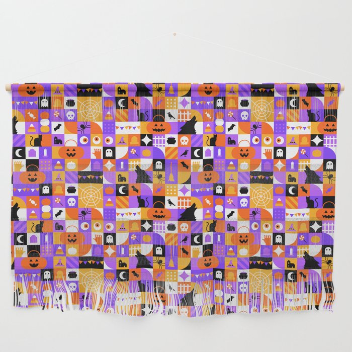 Geometric halloween mosaic pattern Wall Hanging Gallery Image 1