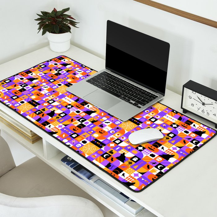 Geometric halloween mosaic pattern Desk Mat Gallery Image 2